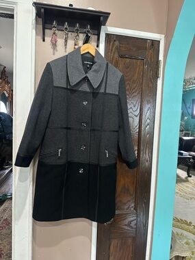Donny Brook Two-Tone Gray & Black 100% Wool Pea Coat